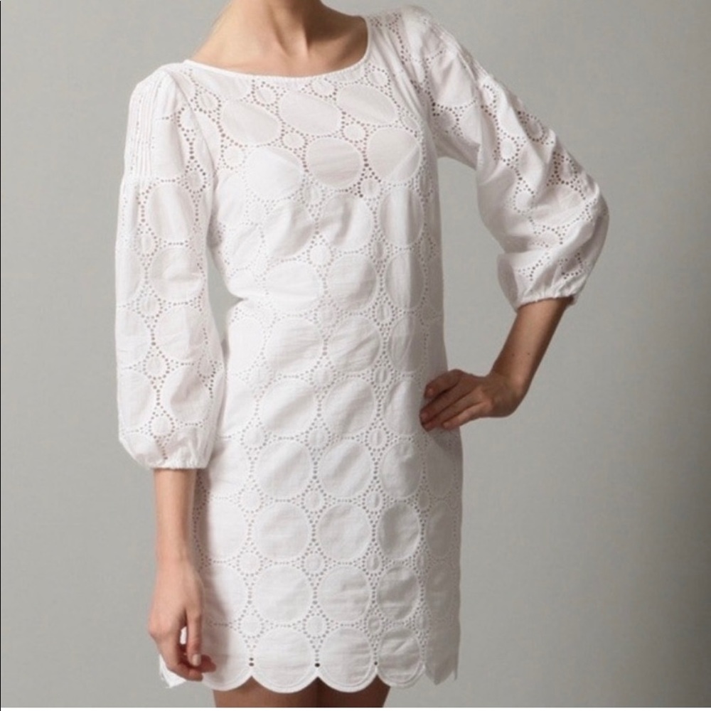 Laundry by Shelli Segal White Eyelet Dress Size 2